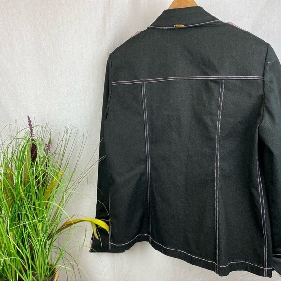 St John Black & Pink Denim Button Up Jacket M - Picture 3 of 8